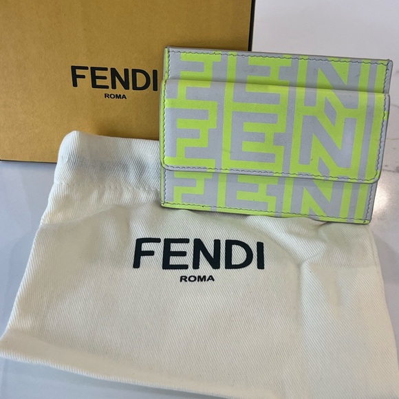 Fendi Accessories - Fendi Neon Yellow and white Marc Jacob’s callab card Wallet
